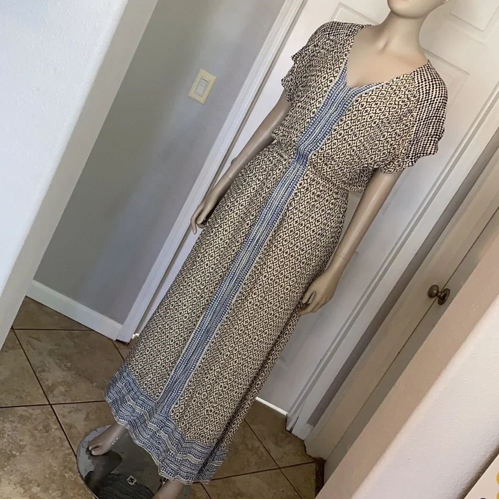 Lucky Brand Turkish Scarf boho print short sleeve maxi dress, XS NWOT - Picture 4 of 12